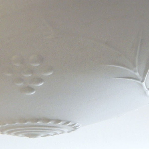 Flush Mount Ceiling Light Vintage Glass New Fixture. These flush-mount lights became very popular in the 1950s post-war American housing boom. They are great for height—and space-sensitive areas like entryways, hallways, pantries, nooks, or over kitchen sinks. The light features a vintage etched glass shade and a new satin nickel pan shade holder. The light fixture has been cleaned and detailed, and mounting hardware is included for easy installation. Available at www.vintporium.com