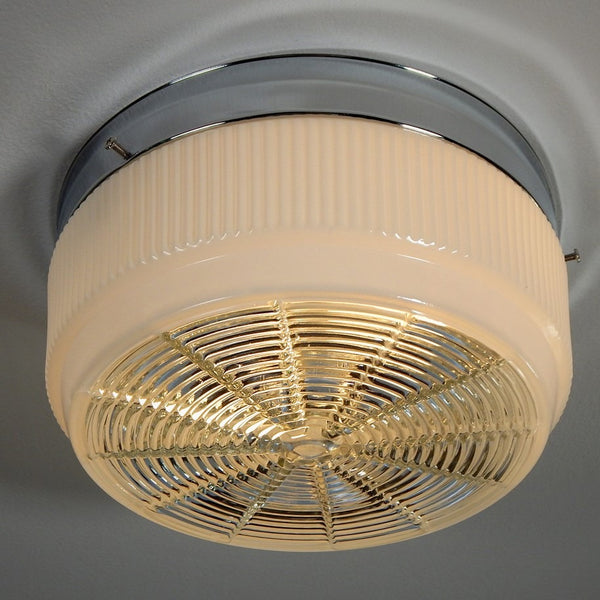 10 Inch Flush Mount Pan Fixture Fitter / Shade Holder / Base The 10-inch pan comes in your choice of polished chrome, satin nickel, or bronze and includes mounting hardware for easy installation. Available at www.vintporium.com