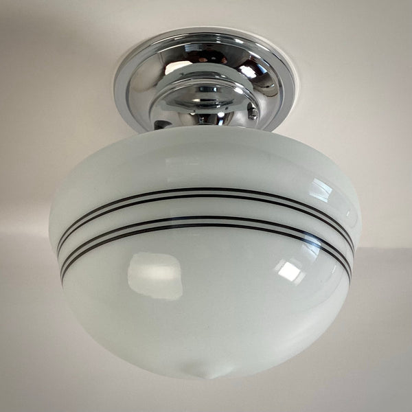 New Classic Black Pinstripe Schoolhouse Semi-Flush Light Fixture - Vintporium Architectural Salvage