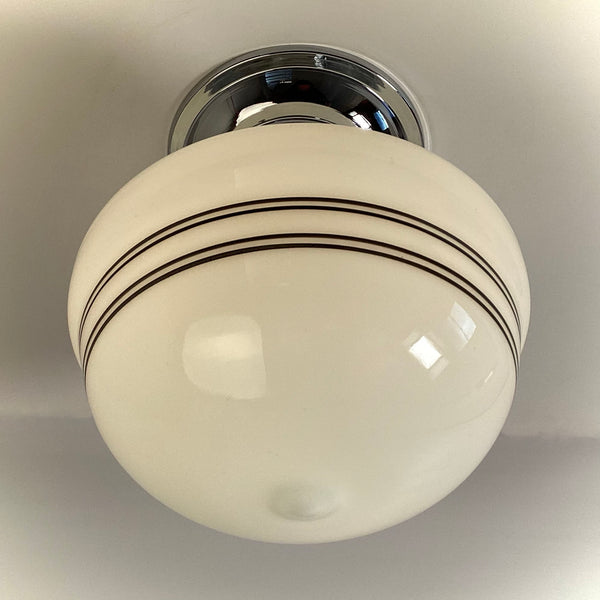 New Classic Black Pinstripe Schoolhouse Semi-Flush Light Fixture - Vintporium Architectural Salvage