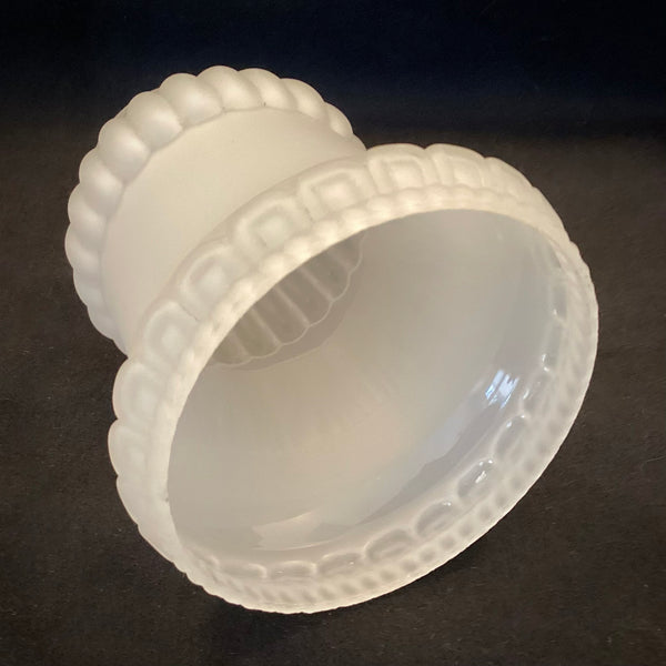 2 1/4 (2.25) Antique Inch Satin Opal Empire Glass Shade. The vintage etched glass Empire-shaped shade has a satin opal finish. The shade has been cleaned and detailed for your convenience. Available at www.vintporium.com