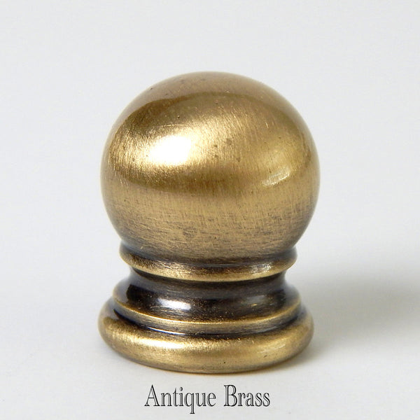 Solid ball lamp finial. Sold individually and available in various finishes Antique Brass, Satin Brass, Polished and Lacquered Brass, Polished Nickel, Brushed Nickel, Unfinished Brass, and Oil Rubbed Bronze. Available a www.vinporium.com