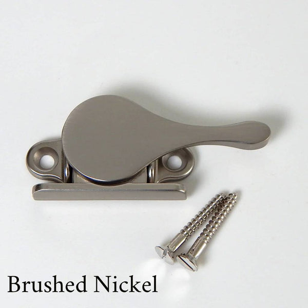 This side sash Lock is a must-have for anyone with a double-hung window! Whether you have a window A/C unit or just want to limit the opening of the sash. The lock is available in polished and lacquer-free brass, polished and lacquered brass, polished nickel, brushed nickel, and oil-rubbed bronze. Available at www.vintporium.com