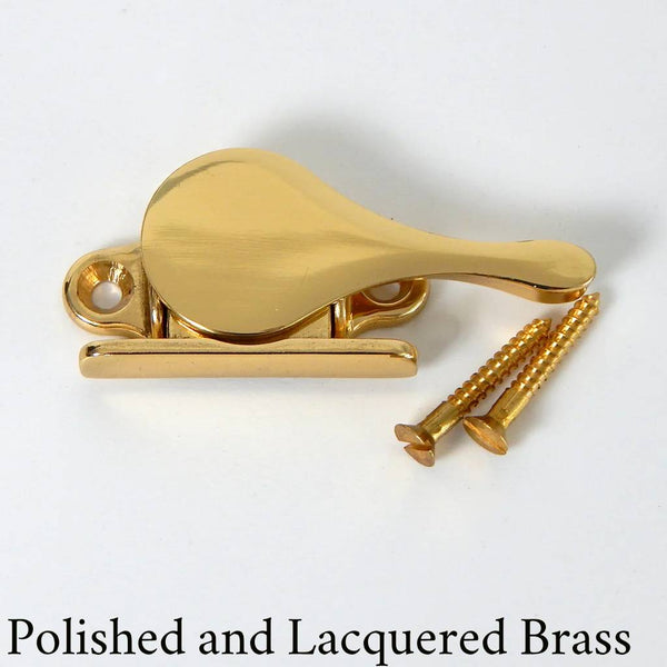 This side sash Lock is a must-have for anyone with a double-hung window! Whether you have a window A/C unit or just want to limit the opening of the sash. The lock is available in polished and lacquer-free brass, polished and lacquered brass, polished nickel, brushed nickel, and oil-rubbed bronze. Available at www.vintporium.com
