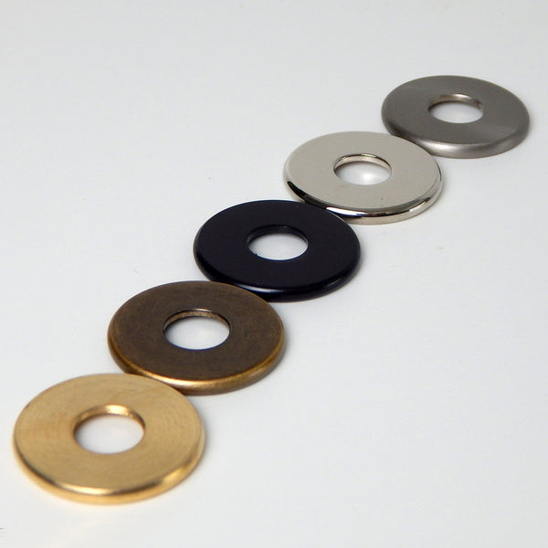 Solid brass 1-inch check ring with a 1/8 ip slip center hole are sold individually. The check ring come in your choice of satin nickel, polished nickel, unfinished brass, antique brass, and oil-rubbed bronze. Available at www.vintporium.com