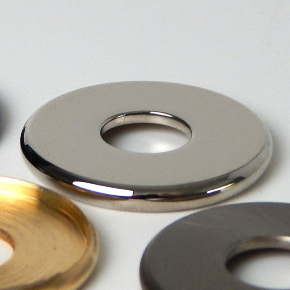Solid brass 1-inch check ring with a 1/8 ip slip center hole are sold individually. The check ring come in your choice of satin nickel, polished nickel, unfinished brass, antique brass, and oil-rubbed bronze. Available at www.vintporium.com