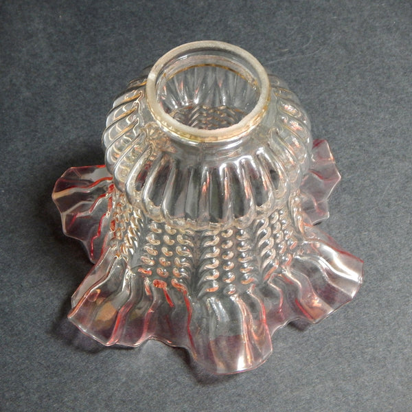 2 1/4 (2.25) Inch Vintage Empire Shaped Pink Frills Glass Shade