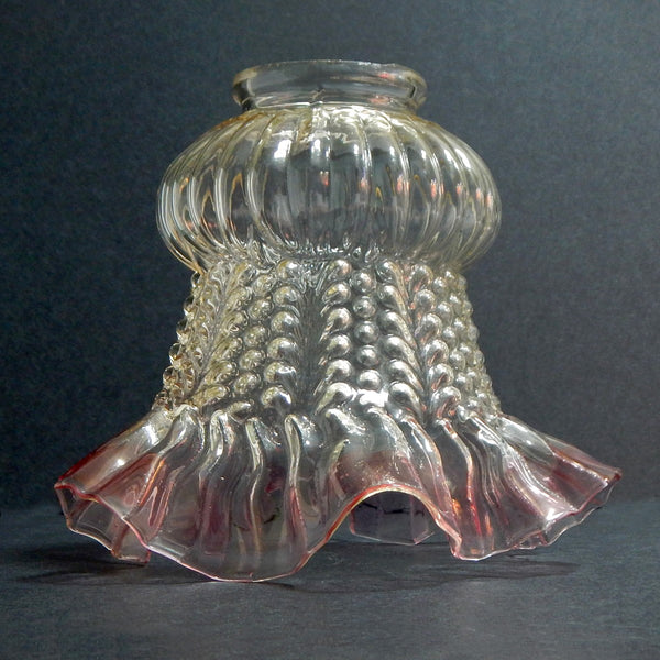 2 1/4 (2.25) Inch Vintage Empire Shaped Pink Frills Glass Shade