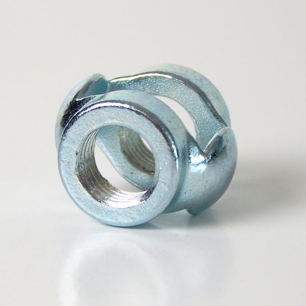 Zinc Plated Steel Hickey 1/4F x 1/4F ip. This zinc-plated is threaded for  1/4 ip x 1/4 ip rod. The hickey is a transitional piece that allows two of the threaded pipes or nipples to attach while allowing the wire a way to exit the threaded pipe. Available at www.vintporium.com
