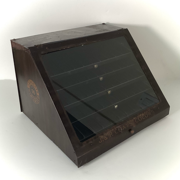 Early 20th century J. & P. Coats mercerized cotton thread display cabinet with five drawers.