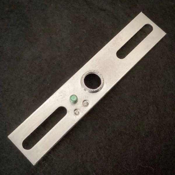 Steel 1/8 IPS crossbar mounting bracket with threaded center hole and green ground screw for wall sconce or ceiling light repair – Vintporium.