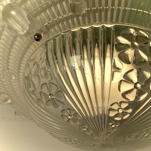 Semi-Flush Beaded Chain Ceiling Light Antique Shade New Fixture. The fixture features a custom-made powder-coated base. The light fixture has been cleaned and detailed. It includes mounting hardware for convenient installation. Available at www.vintporium.com