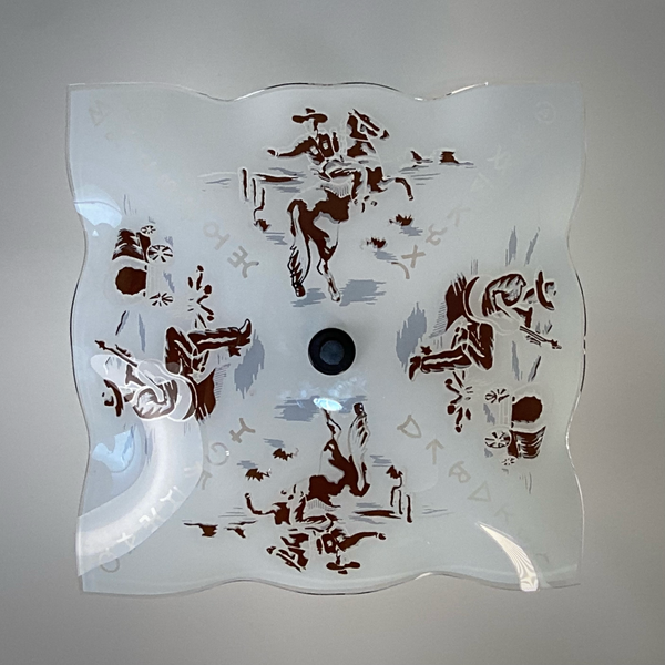 Vintage Western Glass Shade Ceiling Light New Custom Fixture Base. 1950s cowboy Ceiling Light. Available at www.vintporium.com