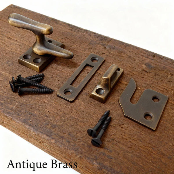 Solid Brass Casement Window Latch Set Multiple Finishes Available - Vintporium Architectural Salvage