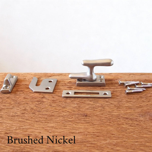 Satin nickel casement window lock set with screws — Vintporium vintage hardware