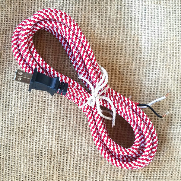 Antique Style Rayon Houndstooth Cloth Covered Cord SVT/2 18 Gauge Cord Set, light lighting light fixture lamp repair restore wire vintage antique vintporium 
