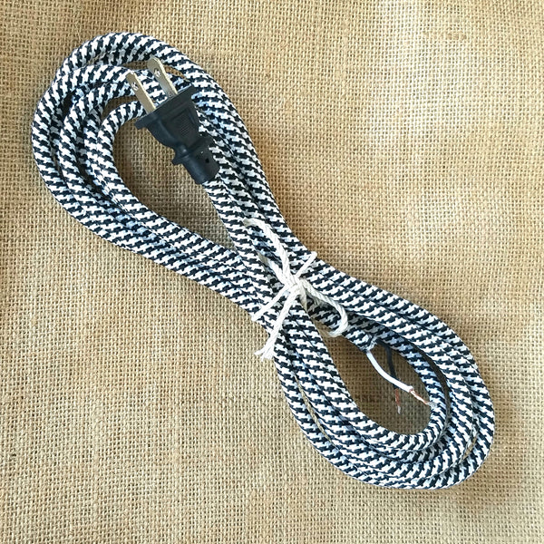 Antique Style Rayon Houndstooth Cloth Covered Cord SVT/2 18 Gauge Cord Set, light lighting light fixture lamp repair restore wire vintage antique vintporium 
