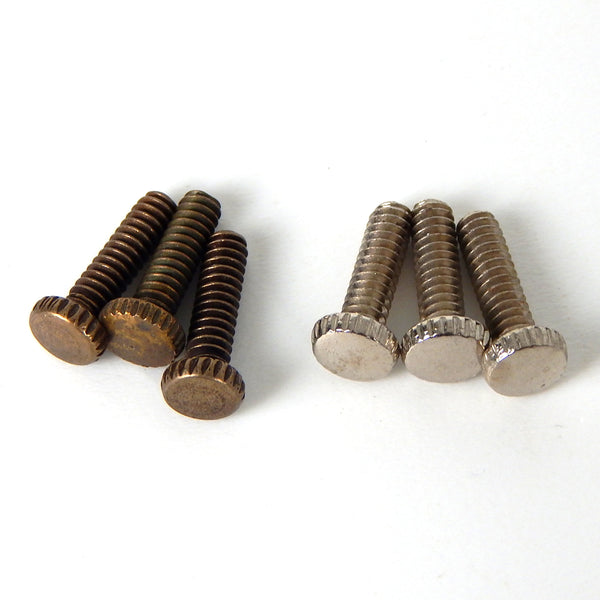 6/32, Lot of 3,  1/2 inch Long Shadeholder / Fitter Thumbscrews. Your Choice of Polished Nickel or Antique Brass. Available at www.vintporium.com