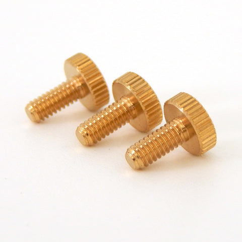 This lot of 3 handsome little thumbscrews are ideal for securing shades to the fixture as well as securing the fixture to its mounting brackets. Available in unfinished brass. 8/32 Lot of 3 Unfinished Brass Thumb Screw 3/8 Inch Long Lighting Light Fixture Parts. Available at www.vintporium.com