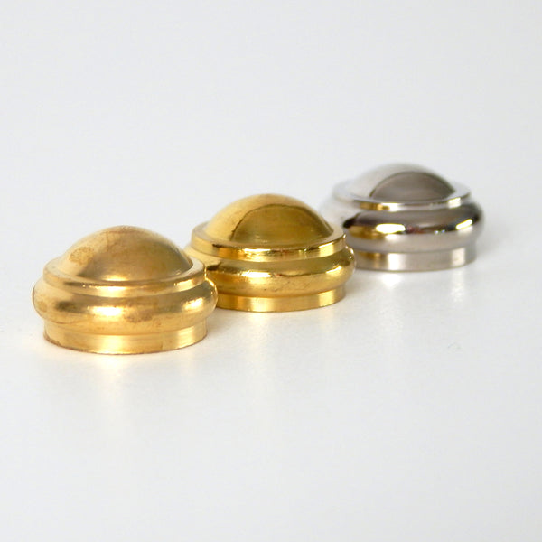 Available in unfinished brass, burnished & lacquered brass, and polished nickel these caps offer a sleek alternative to some of the other finials and caps available and have been a long-time favorite for our restored lighting. Available at www.vintporium.com