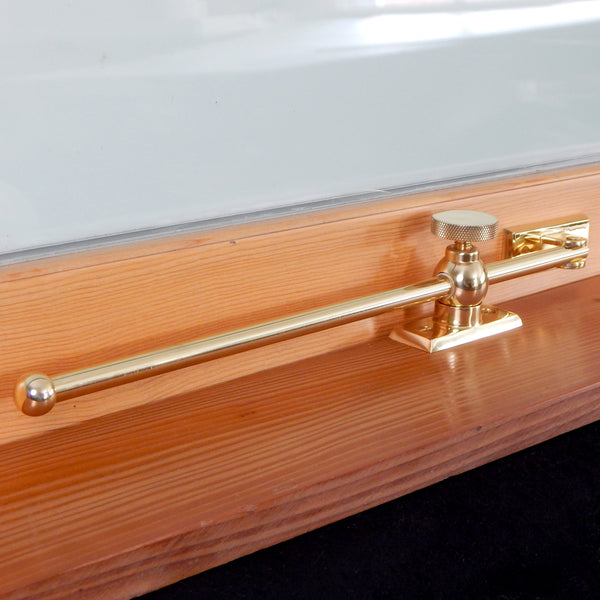 Casement adjuster allows the casement windows to be secured to the desired opening by attaching the adjuster to the window frame and the sill. The casement window adjuster is reversible for both right and left-hand window openings and comes complete with matching slotted screws. The adjuster comes in polished and lacquered brass, polished and lacquer-free brass, polished nickel, brushed nickel and oil rubbed bronze and are available in both 12 inch and 10 inches sizes. Available at www.vintporium.com