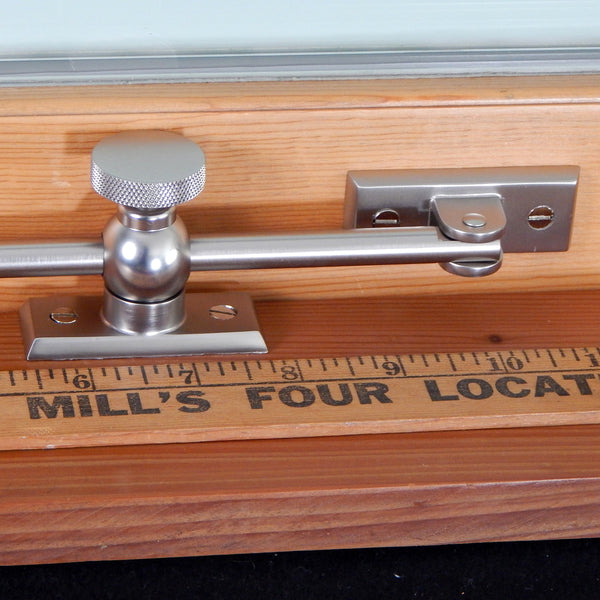 Casement adjuster allows the casement windows to be secured to the desired opening by attaching the adjuster to the window frame and the sill. The casement window adjuster is reversible for both right and left-hand window openings and comes complete with matching slotted screws. The adjuster comes in polished and lacquered brass, polished and lacquer-free brass, polished nickel, brushed nickel and oil rubbed bronze and are available in both 12 inch and 10 inches sizes. Available at www.vintporium.com