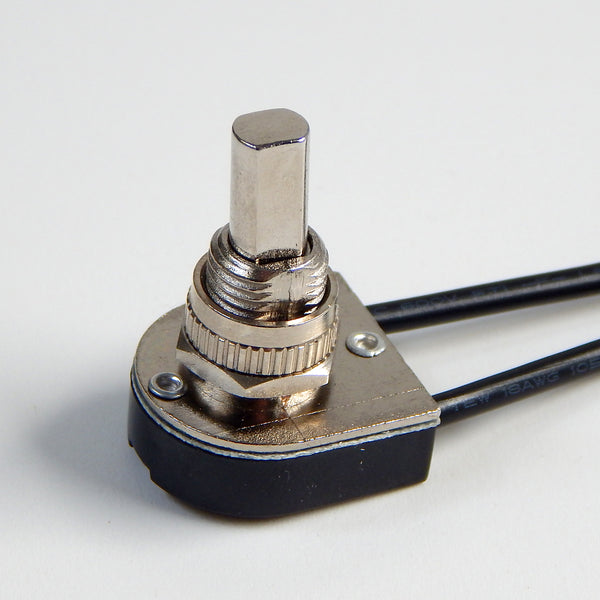 Single circuit push button on/off switch with a choice of brass or nickel finish. Available at www.vintporium.com