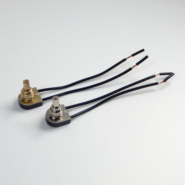 Single circuit push button on/off switch with a choice of brass or nickel finish. Available at www.vintporium.com