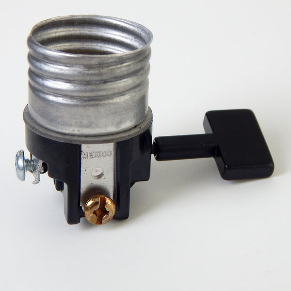 On / Off medium base socket interior guts with black oversized metal paddle switch. Available at www.vintporium.com