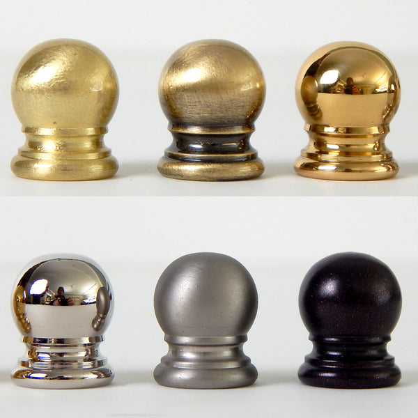 Solid ball lamp finial. Sold individually and available in various finishes Antique Brass, Satin Brass, Polished and Lacquered Brass, Polished Nickel, Brushed Nickel, Unfinished Brass, and Oil Rubbed Bronze. Available a www.vinporium.com