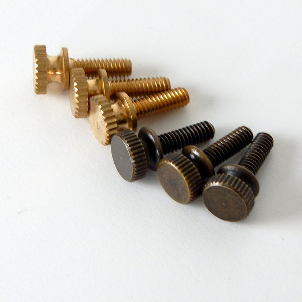 8/32 1/2 Inch Long Lot of 3 Knurled Brass Shade Holder Thumbscrew