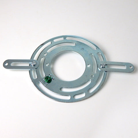 The zinc plate light fixture mounting bracket with ground screw can accommodate fixtures with mounting holes from 4 inches to 6 1/4 inches. This little cross-bar mounting bracket has proven itself invaluable on many of the Vintporium-restored fixtures. Available at www.vintporium.com